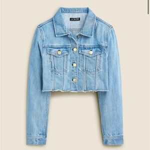 J Crew Cut Off Denim Jacket in Medium Indigo